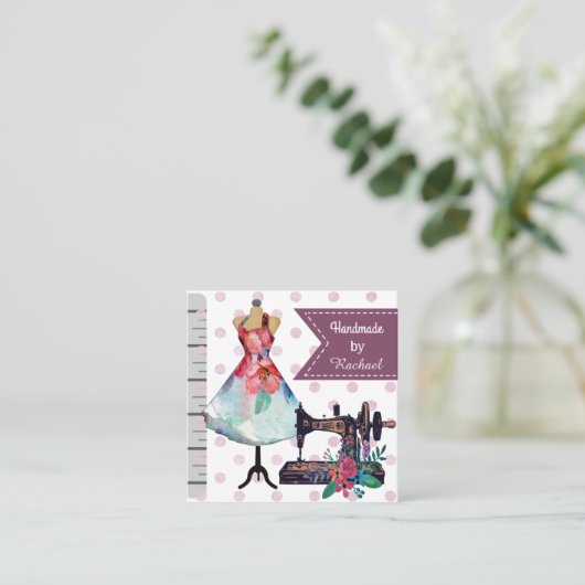 Ontwerp en handgemaakte ambachtelijke mode vierkante visitekaartje (Staand voorkant)