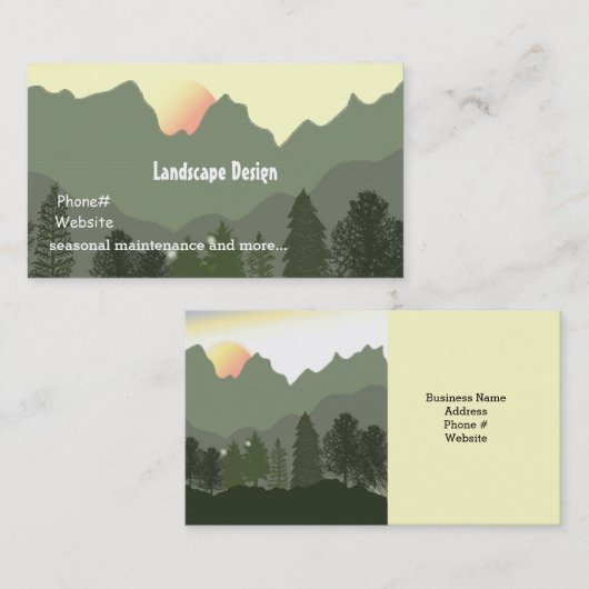 Ontwerp en onderhoud van het landschap visitekaartje (Voorkant / Achterkant)