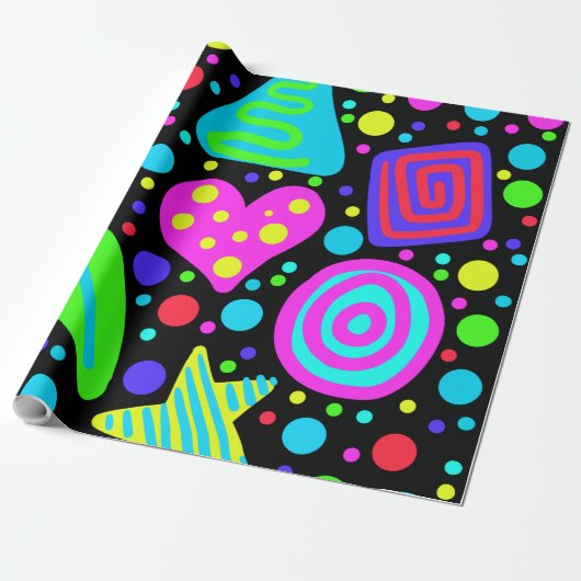 Ontwerp Epic Eighties Cadeaupapier (Uitgerold)