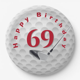 Ontwerp golfbal voor 69e verjaardag papieren bordje