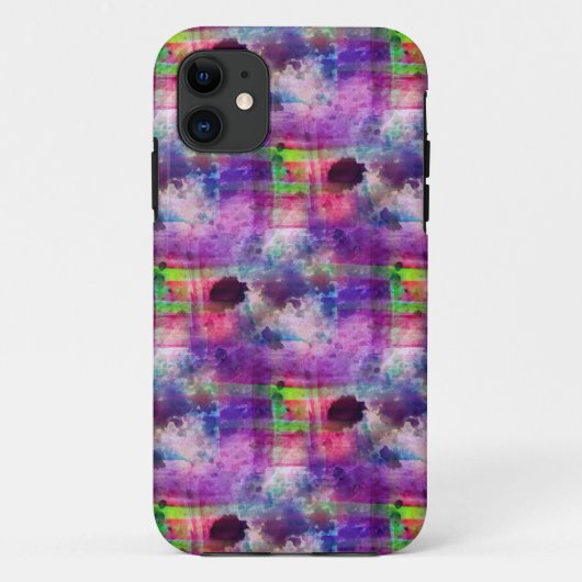 Ontwerp groene, paarse textuur aquarel Case-Mate iPhone case (Achterkant)