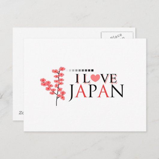 Ontwerp "I love Japan" voor Japan Lovers Briefkaart (Voorkant / Achterkant)