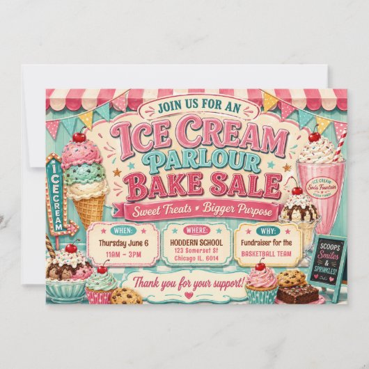 Ontwerp ijszaak bakverkoop kaart (Voorkant)