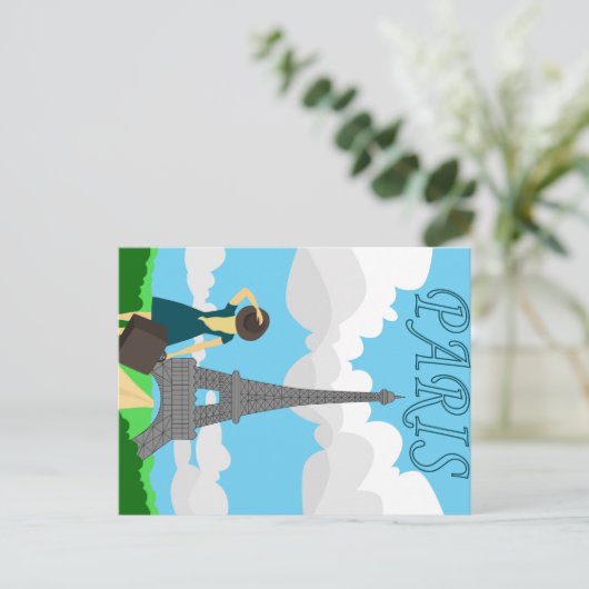 Ontwerp in de retro-stijl van Parijs Briefkaart (Staand voorkant)