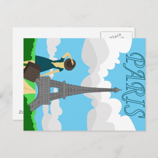 Ontwerp in de retro-stijl van Parijs Briefkaart (Voorkant / Achterkant)