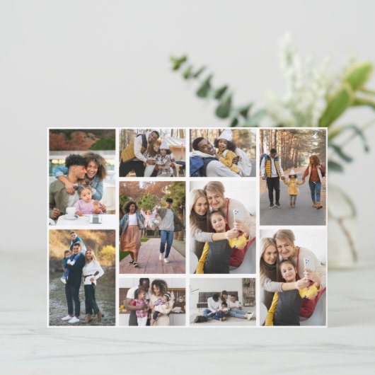 Ontwerp Je Eigen 10 Foto Collage Feestdagenkaart (Staand voorkant)