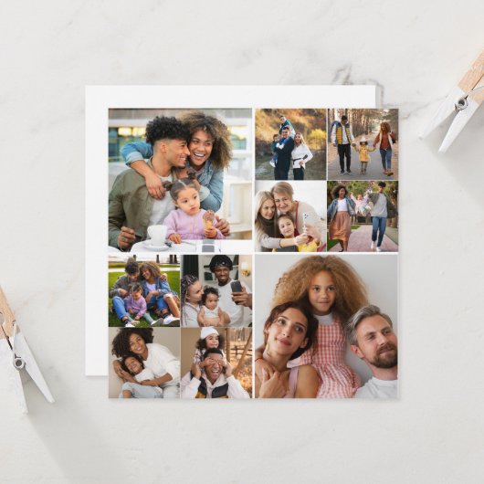 Ontwerp Je Eigen 10 Foto Collage Kaart (Voorkant / Achterkant in situ)