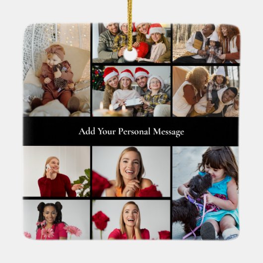 Ontwerp je eigen 10 foto collage Poster Keramisch Ornament (Achterkant)