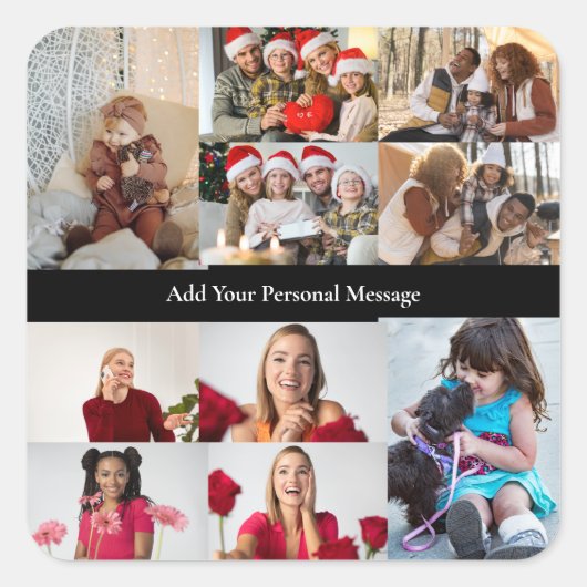 Ontwerp je eigen 10 foto collage Poster Vierkante Sticker (Voorkant)