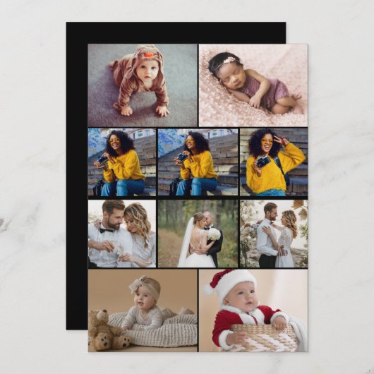 Ontwerp je eigen 10 fotocollage bedankkaart (Voorkant / Achterkant)