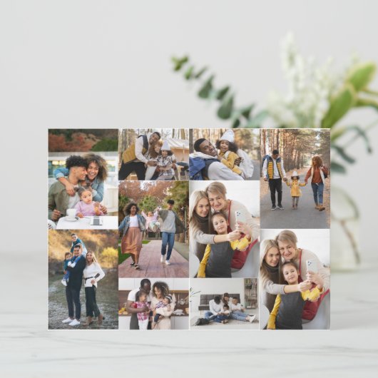 Ontwerp je eigen 10 fotocollage bedankkaart (Staand voorkant)