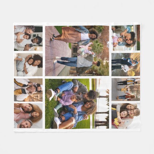 Ontwerp je eigen 10 fotocollage fleece deken (Voorkant (Horizontaal))