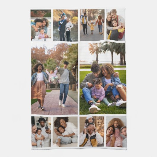 Ontwerp je eigen 10 fotocollage theedoek (Verticaal)