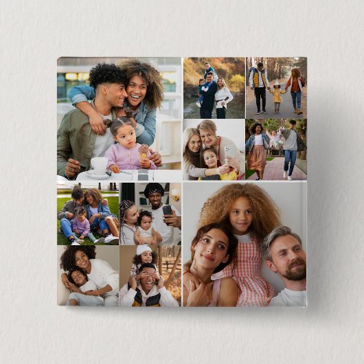 Ontwerp je eigen 10 fotocollage vierkante button 5,1 cm (Voorkant)