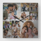 Ontwerp je eigen 10 fotocollage vierkante klok (Voorkant)
