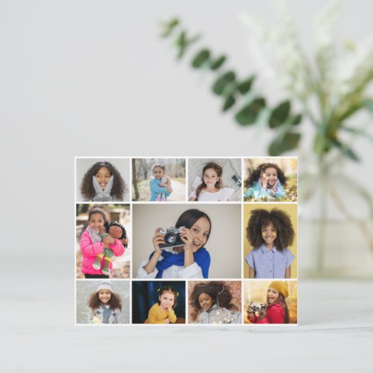 Ontwerp je eigen 11 fotocollage briefkaart (Staand voorkant)