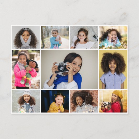 Ontwerp je eigen 11 fotocollage briefkaart (Voorkant)