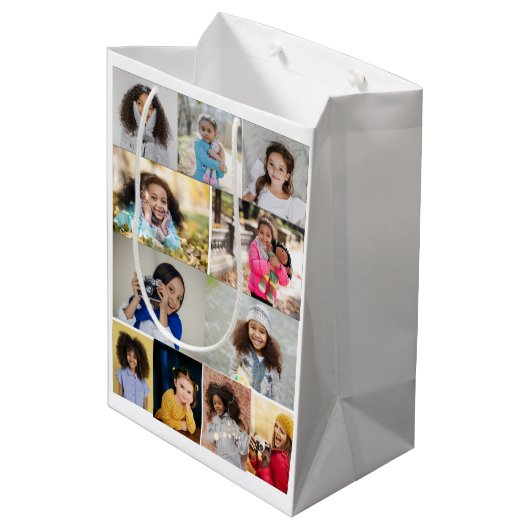 Ontwerp je eigen 11 fotocollage medium cadeauzakje (Achterkant Gekanteld)