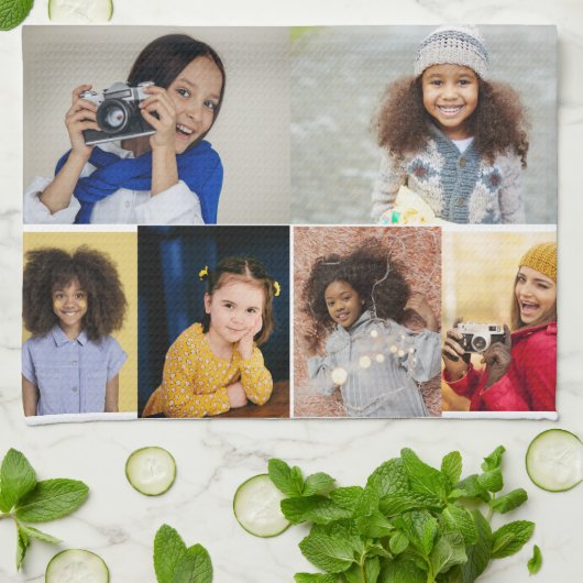 Ontwerp je eigen 11 fotocollage theedoek (Gevouwen)