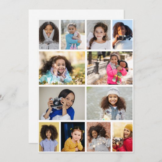 Ontwerp je eigen 12 fotocollage aankondiging (Voorkant / Achterkant)