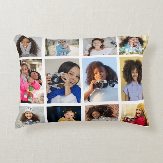 Ontwerp je eigen 12 fotocollage accent kussen (Voorkant)