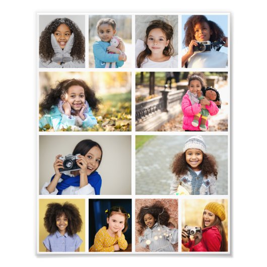 Ontwerp je eigen 12 fotocollage foto afdruk (Voorkant)