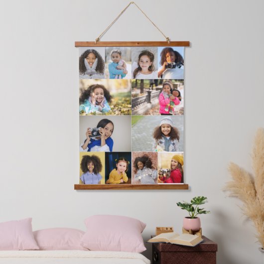 Ontwerp je eigen 12 fotocollage hangend wandkleed (Slaapkamer)