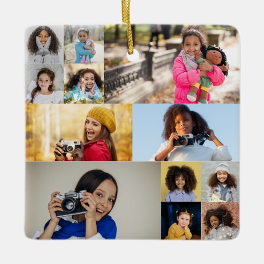 Ontwerp je eigen 12 fotocollage keramisch ornament (Voorkant)