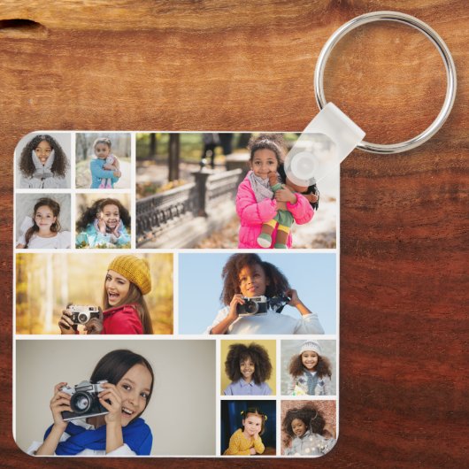 Ontwerp je eigen 12 fotocollage sleutelhanger (Achterkant)