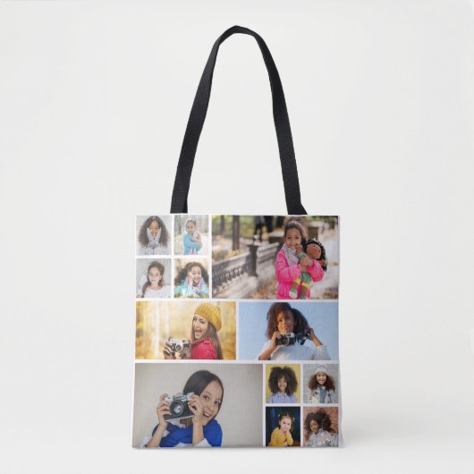 Ontwerp je eigen 12 fotocollage tote bag (Voorkant)