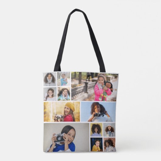 Ontwerp je eigen 12 fotocollage tote bag (Achterkant)