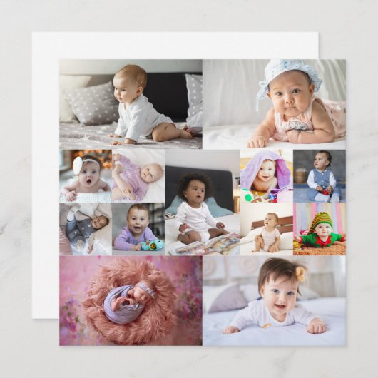 Ontwerp je eigen 13 fotocollage aankondiging (Voorkant / Achterkant)