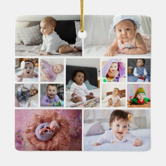 Ontwerp je eigen 13 fotocollage keramisch ornament (Achterkant)