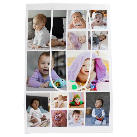 Ontwerp je eigen 13 fotocollage medium cadeauzakje (Achterkant)
