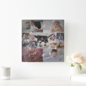 Ontwerp je eigen 13 fotocollage vierkante klok (Huis)