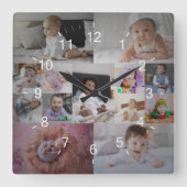 Ontwerp je eigen 13 fotocollage vierkante klok (Voorkant)