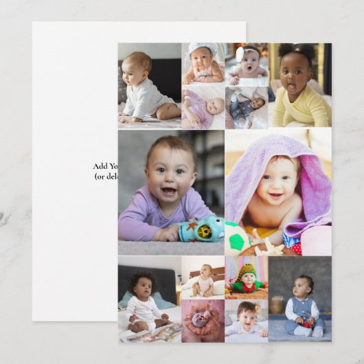 Ontwerp je eigen 14 fotocollage aankondiging (Voorkant / Achterkant)