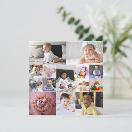 Ontwerp je eigen 14 fotocollage bedankkaart (Staand voorkant)