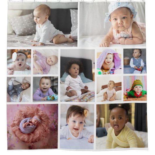 Ontwerp je eigen 14 fotocollage douchegordijn (Voorkant)