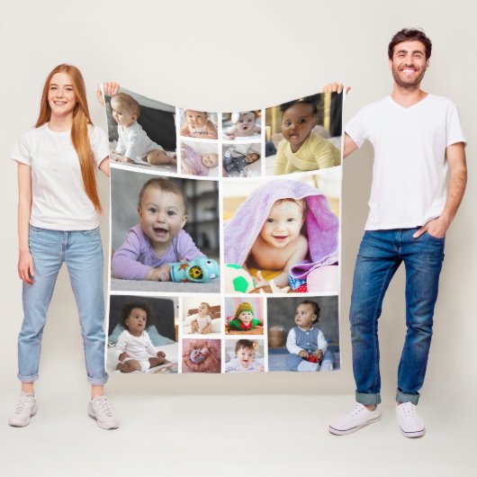 Ontwerp je eigen 14 fotocollage fleece deken (In situ)