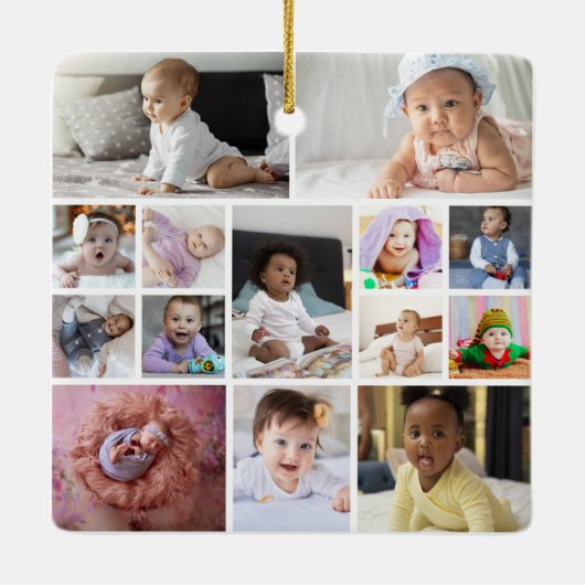 Ontwerp je eigen 14 fotocollage keramisch ornament (Achterkant)