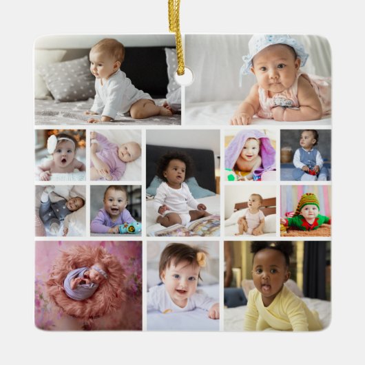 Ontwerp je eigen 14 fotocollage keramisch ornament (Voorkant)