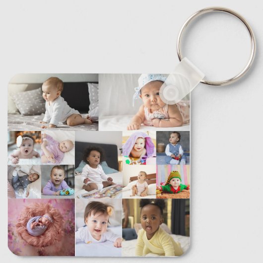 Ontwerp je eigen 14 fotocollage sleutelhanger (Achterkant)