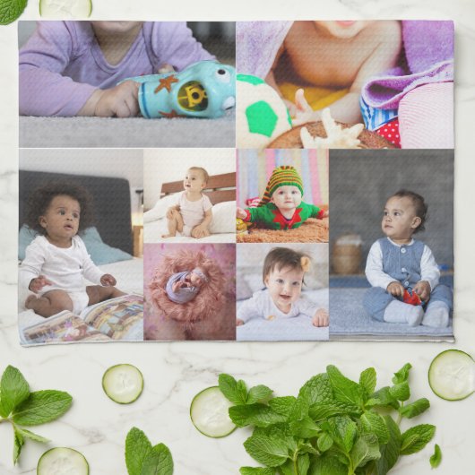 Ontwerp je eigen 14 fotocollage theedoek (Gevouwen)