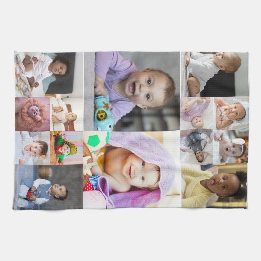 Ontwerp je eigen 14 fotocollage theedoek (Horizontaal)