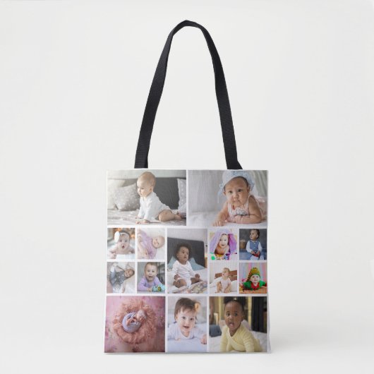 Ontwerp je eigen 14 fotocollage tote bag (Voorkant)