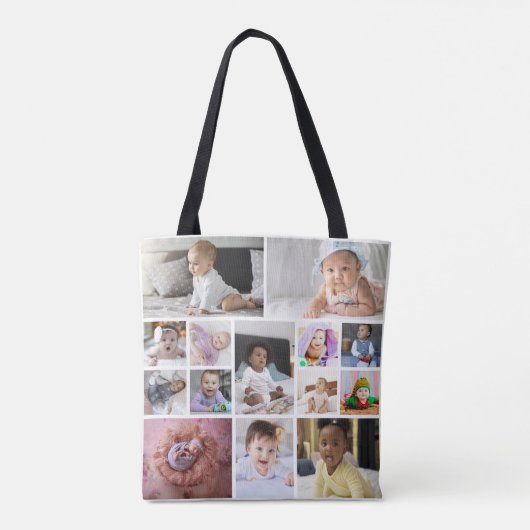 Ontwerp je eigen 14 fotocollage tote bag (Achterkant)