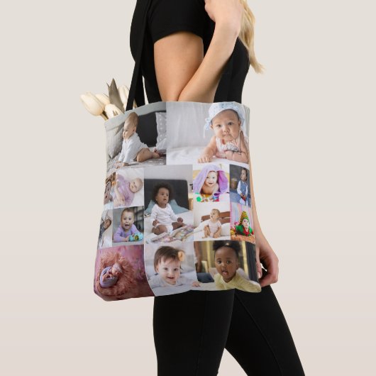 Ontwerp je eigen 14 fotocollage tote bag (Dichtbij)