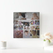 Ontwerp je eigen 14 fotocollage vierkante klok (Huis)