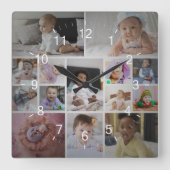 Ontwerp je eigen 14 fotocollage vierkante klok (Voorkant)